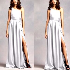 White By Vera Wang One  Shoulder Dress With Satin Sash Size 4